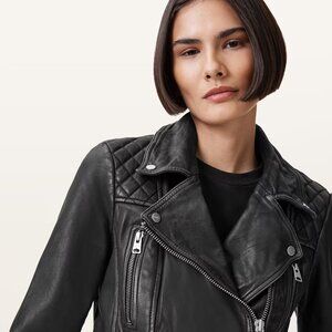 AllSaints Distressed Moto Biker Jacket size 10